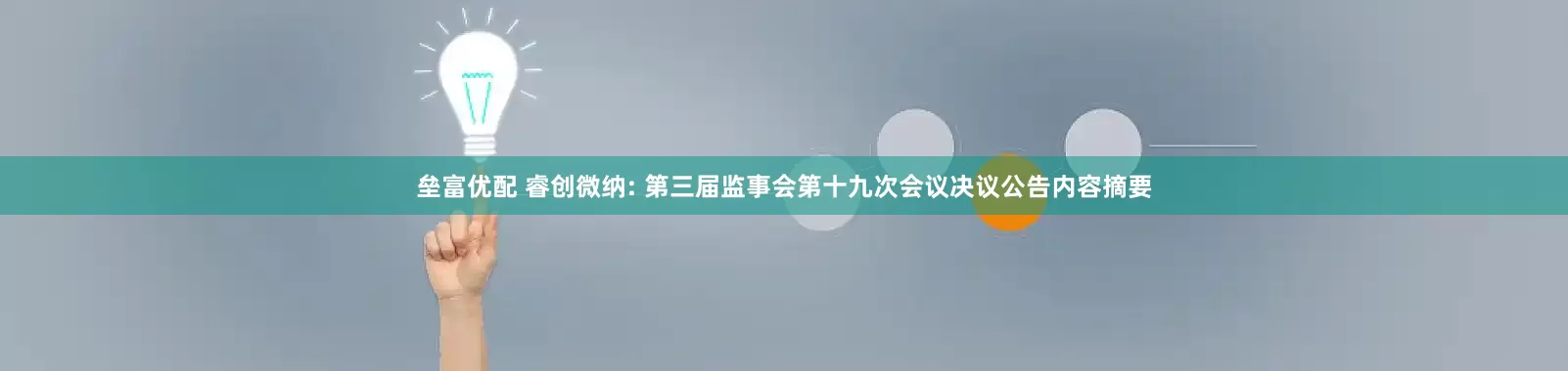 壘富優(yōu)配 睿創(chuàng)微納: 第三屆監(jiān)事會第十九次會議決議公告內容摘要